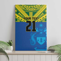 Solomon Islands Rugby Custom Canvas Wall Art Simple Coat of arm Polynesian Pattern