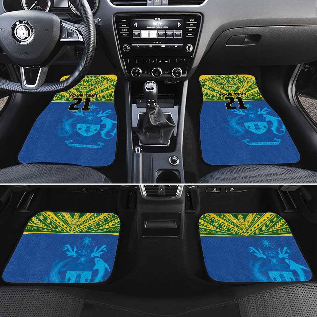 Solomon Islands Rugby Custom Car Mats Simple Coat of arm Polynesian Pattern