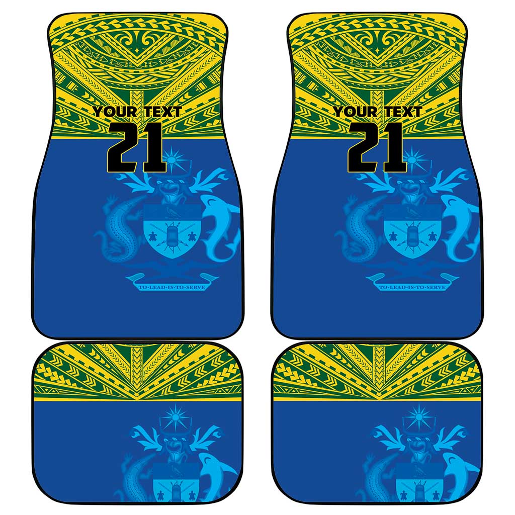 Solomon Islands Rugby Custom Car Mats Simple Coat of arm Polynesian Pattern