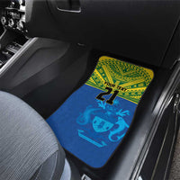 Solomon Islands Rugby Custom Car Mats Simple Coat of arm Polynesian Pattern