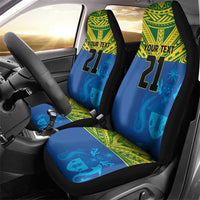 Solomon Islands Rugby Custom Car Seat Cover Simple Coat of arm Polynesian Pattern