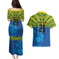 Solomon Islands Rugby Custom Couples Matching Puletasi and Hawaiian Shirt Simple Coat of arm Polynesian Pattern LT9 - Polynesian Pride