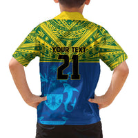 Solomon Islands Rugby Custom Family Matching Off The Shoulder Long Sleeve Dress and Hawaiian Shirt Simple Coat of arm Polynesian Pattern