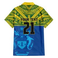 Solomon Islands Rugby Custom Family Matching Short Sleeve Bodycon Dress and Hawaiian Shirt Simple Coat of arm Polynesian Pattern