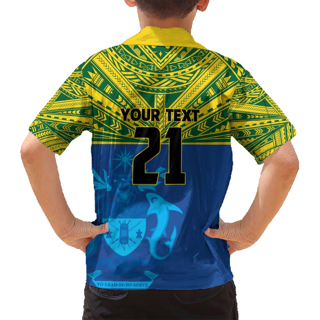 Solomon Islands Rugby Custom Family Matching Summer Maxi Dress and Hawaiian Shirt Simple Coat of arm Polynesian Pattern