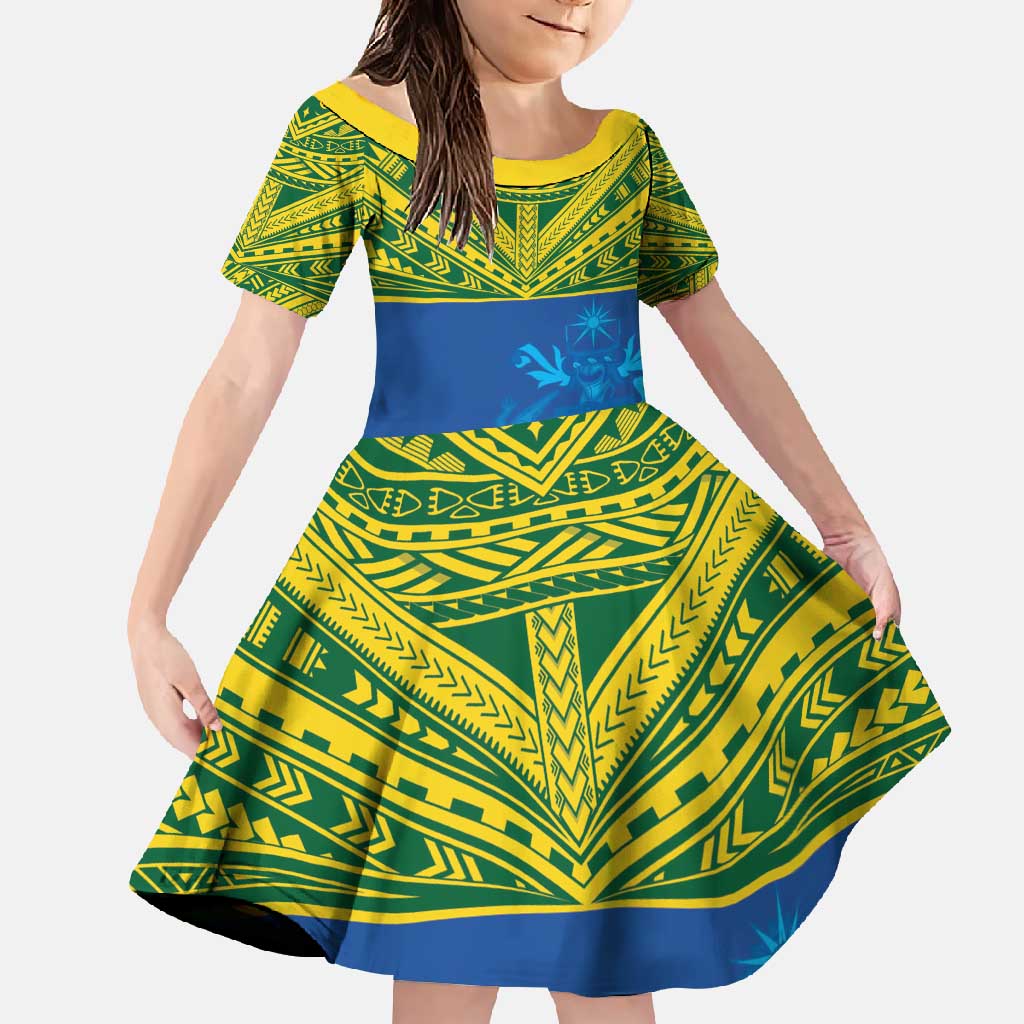 Solomon Islands Rugby Custom Family Matching Summer Maxi Dress and Hawaiian Shirt Simple Coat of arm Polynesian Pattern