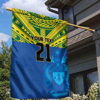 Solomon Islands Rugby Custom Garden Flag Simple Coat of arm Polynesian Pattern