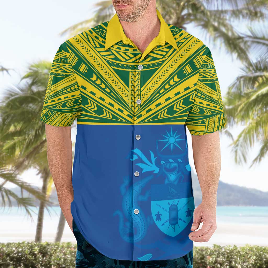 Solomon Islands Rugby Custom Hawaiian Shirt Simple Coat of arm Polynesian Pattern LT9 - Polynesian Pride