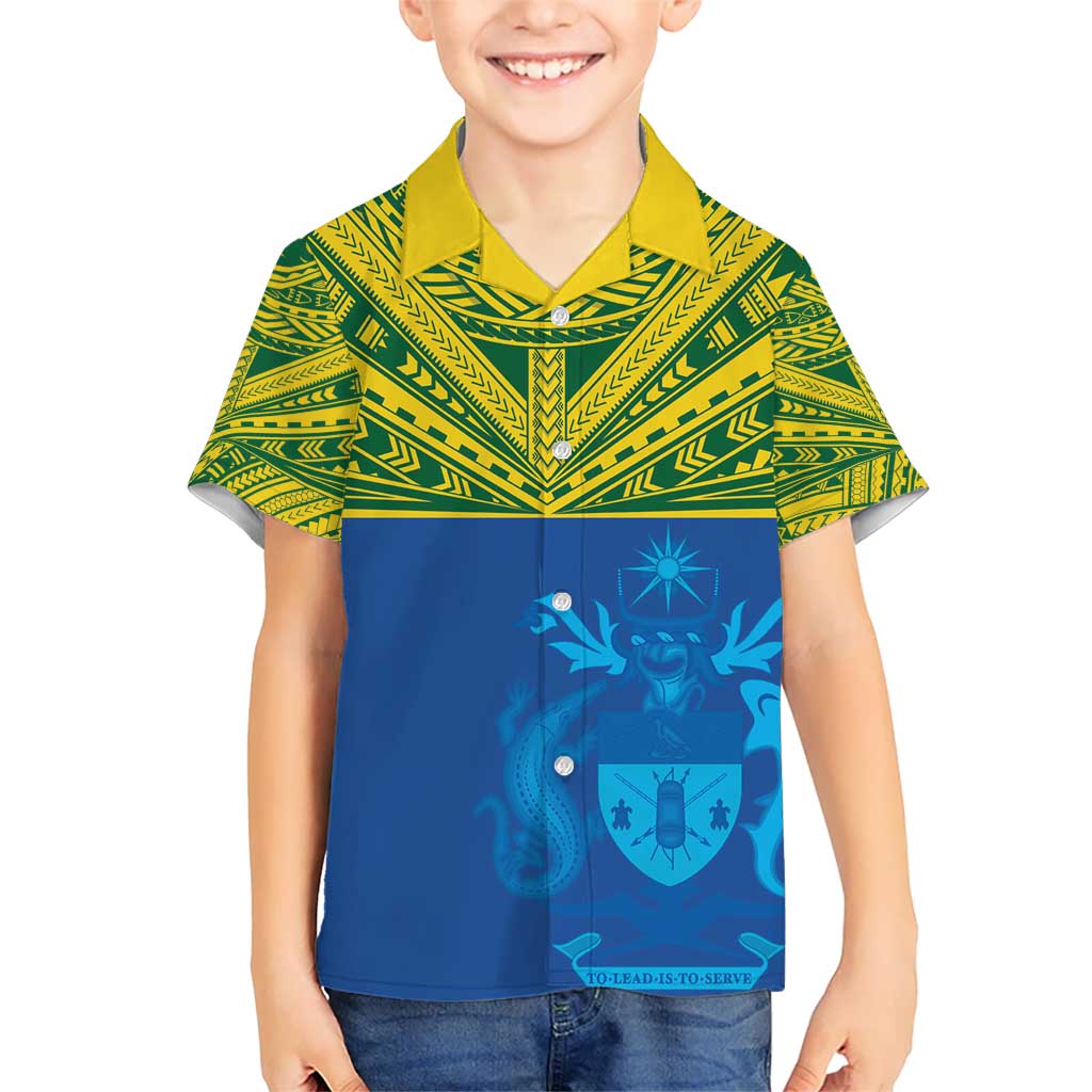Solomon Islands Rugby Custom Hawaiian Shirt Simple Coat of arm Polynesian Pattern LT9 - Polynesian Pride