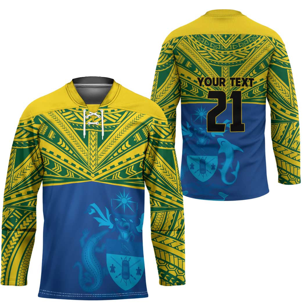Solomon Islands Rugby Custom Hockey Jersey Simple Coat of arm Polynesian Pattern LT9 - Polynesian Pride