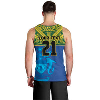 Solomon Islands Rugby Custom Men Tank Top Simple Coat of arm Polynesian Pattern
