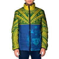 Solomon Islands Rugby Custom Padded Jacket Simple Coat of arm Polynesian Pattern LT9 Men Gold - Polynesian Pride