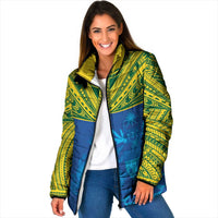 Solomon Islands Rugby Custom Padded Jacket Simple Coat of arm Polynesian Pattern LT9 Women Gold - Polynesian Pride