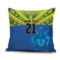 Solomon Islands Rugby Custom Pillow Cover Simple Coat of arm Polynesian Pattern LT9 Gold - Polynesian Pride