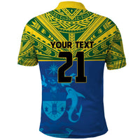 Solomon Islands Rugby Custom Polo Shirt Simple Coat of arm Polynesian Pattern
