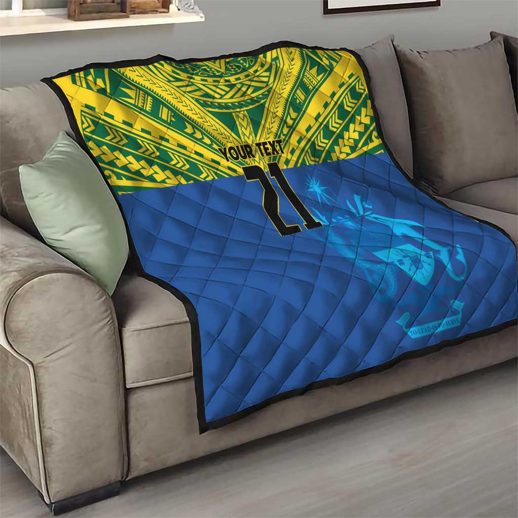 Solomon Islands Rugby Custom Quilt Simple Coat of arm Polynesian Pattern