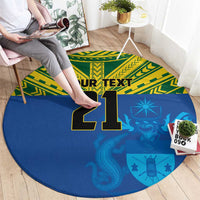 Solomon Islands Rugby Custom Round Carpet Simple Coat of arm Polynesian Pattern