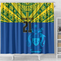 Solomon Islands Rugby Custom Shower Curtain Simple Coat of arm Polynesian Pattern