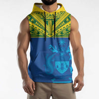 Solomon Islands Rugby Custom Sleeveless Hoodie Simple Coat of arm Polynesian Pattern LT9 - Polynesian Pride