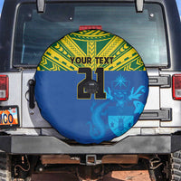 Solomon Islands Rugby Custom Spare Tire Cover Simple Coat of arm Polynesian Pattern