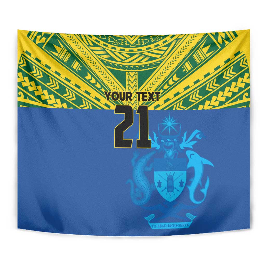 Solomon Islands Rugby Custom Tapestry Simple Coat of arm Polynesian Pattern