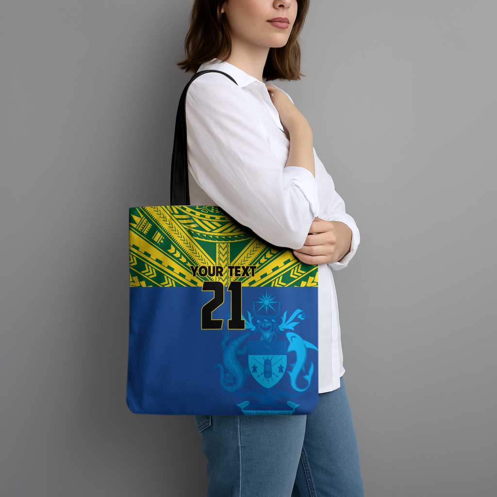 Solomon Islands Rugby Custom Tote Bag Simple Coat of arm Polynesian Pattern - Polynesian Pride