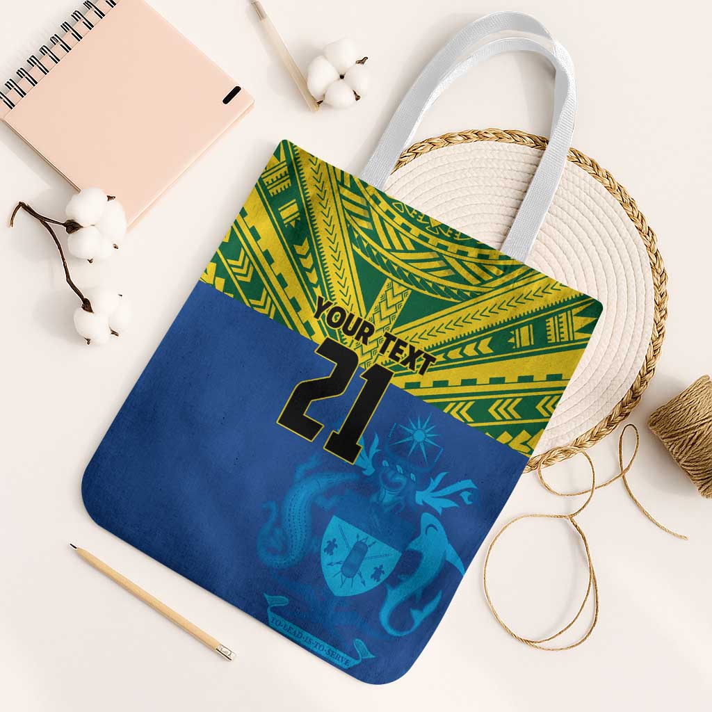 Solomon Islands Rugby Custom Tote Bag Simple Coat of arm Polynesian Pattern - Polynesian Pride