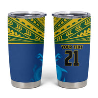 Solomon Islands Rugby Custom Tumbler Cup Simple Coat of arm Polynesian Pattern