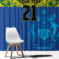 Solomon Islands Rugby Custom Window Curtain Simple Coat of arm Polynesian Pattern