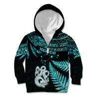 Custom Matariki New Zealand Kid Hoodie Maori Manaia with Paua Shell - Aqua LT9 - Polynesian Pride