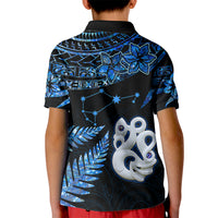 Matariki New Zealand Kid Polo Shirt Maori Manaia with Paua Shell - Blue LT9 - Polynesian Pride