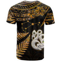 Custom Maori T Shirt Matariki Stars Manaia with Paua Shell Gold LT9 - Polynesian Pride