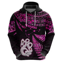 New Zealand Hoodie Matariki NZ Manaia with Paua Shell Pink LT9 - Polynesian Pride