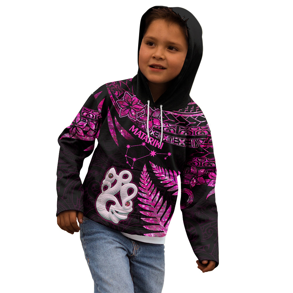 New Zealand Kid Hoodie Matariki NZ Manaia with Paua Shell - Pink LT9 - Polynesian Pride
