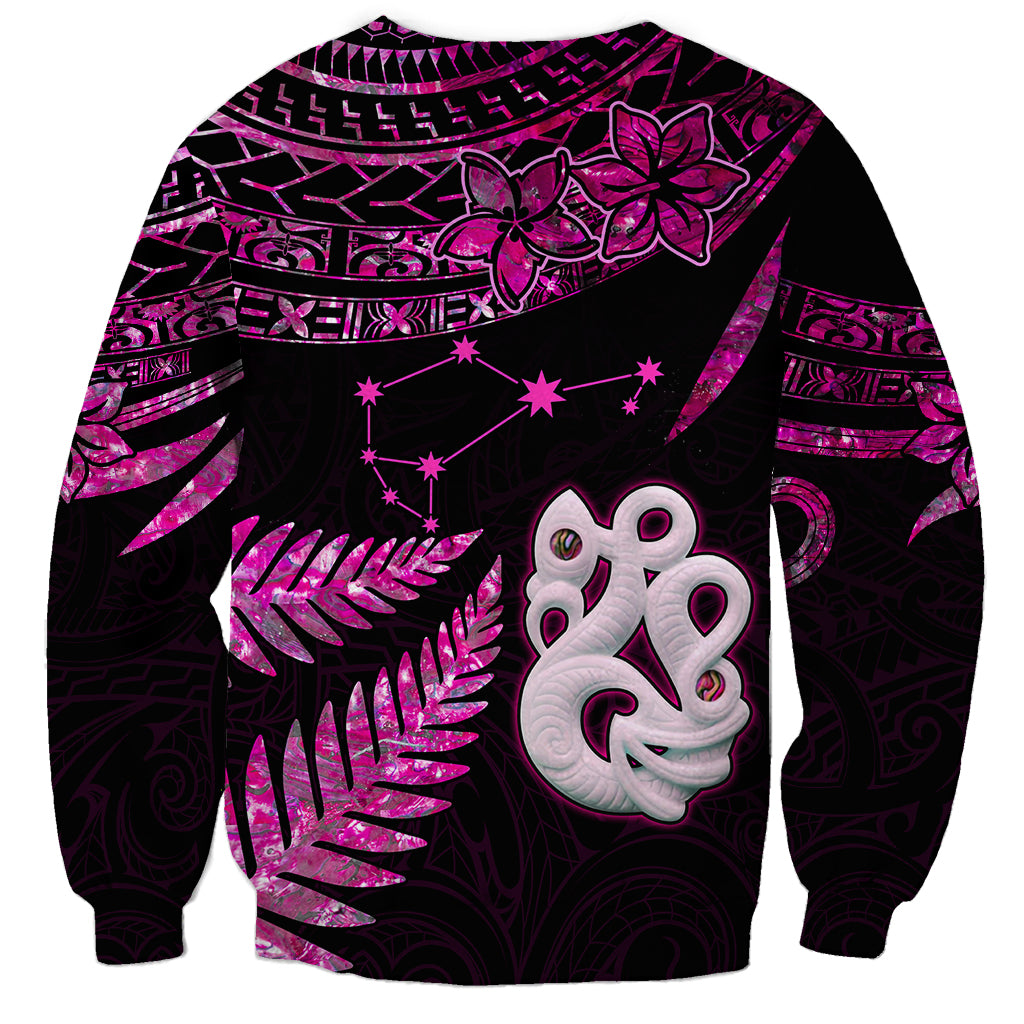 Custom New Zealand Sweatshirt Matariki NZ Manaia with Paua Shell - Pink LT9 - Polynesian Pride