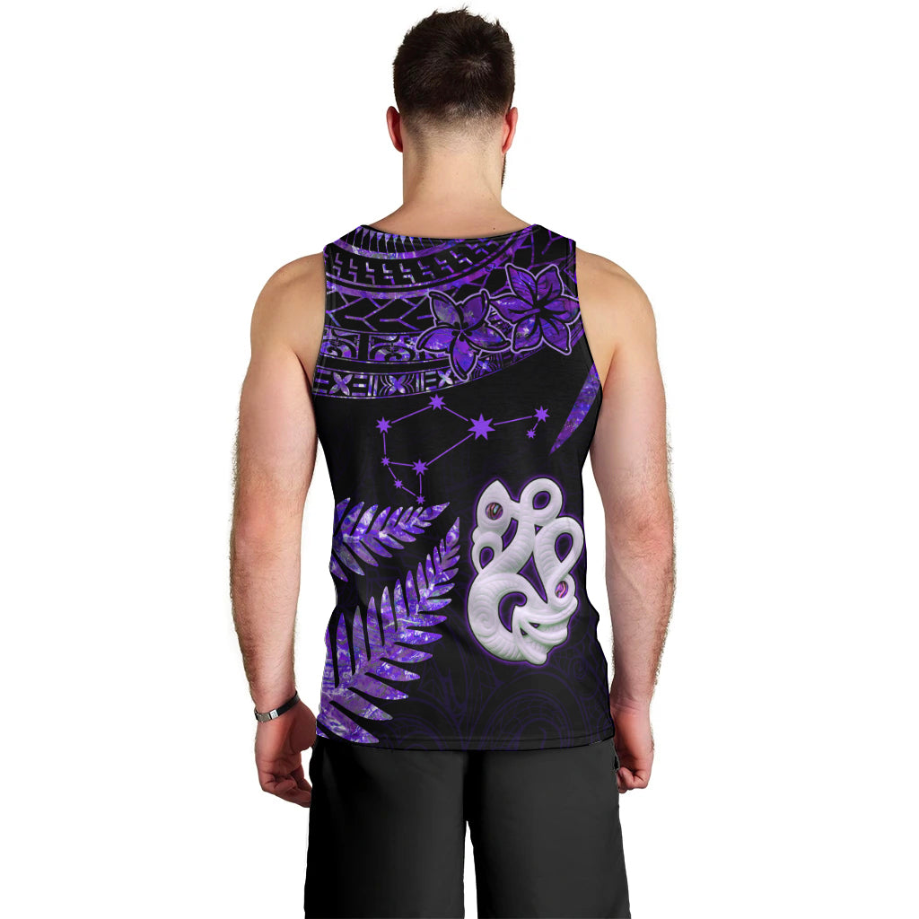 Custom New Zealand Men Tank Top Matariki NZ Manaia with Paua Shell - Purple LT9 - Polynesian Pride