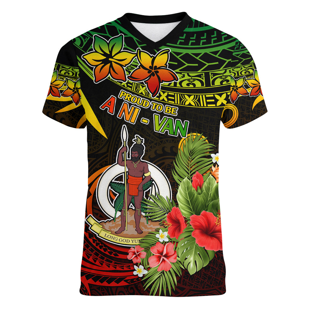 Vanuatu Islands Women V Neck T Shirt Proud To Be A Ni-Van LT9 Female Reggae - Polynesian Pride
