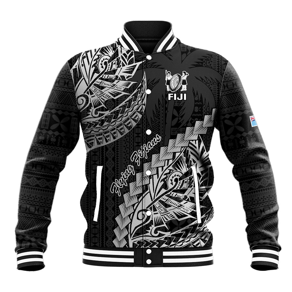 Fiji Rugby Baseball Jacket Kaiviti Fijian Tribal World Cup Black LT9 Unisex Black - Polynesian Pride