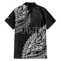 Fiji Rugby Family Matching Off Shoulder Maxi Dress and Hawaiian Shirt Kaiviti Fijian Tribal World Cup Black LT9 - Polynesian Pride