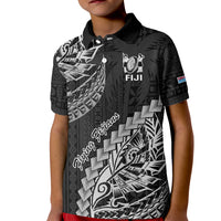 Fiji Rugby Kid Polo Shirt Kaiviti Fijian Tribal World Cup Black LT9 Kid Black - Polynesian Pride