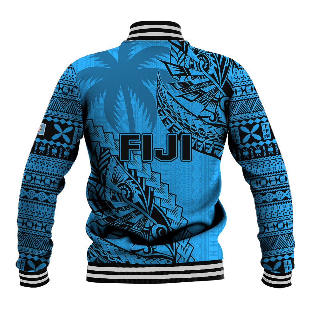 Fiji Rugby Baseball Jacket Kaiviti Fijian Tribal World Cup Blue No1 LT9 - Polynesian Pride