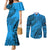 Fiji Rugby Couples Matching Mermaid Dress and Long Sleeve Button Shirt Kaiviti Fijian Tribal World Cup Blue No1 LT9 Blue - Polynesian Pride