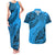 Fiji Rugby Couples Matching Tank Maxi Dress and Hawaiian Shirt Kaiviti Fijian Tribal World Cup Blue No1 LT9 Blue - Polynesian Pride