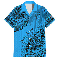 Fiji Rugby Family Matching Summer Maxi Dress and Hawaiian Shirt Kaiviti Fijian Tribal World Cup Blue No1 LT9 Dad's Shirt - Short Sleeve Blue - Polynesian Pride