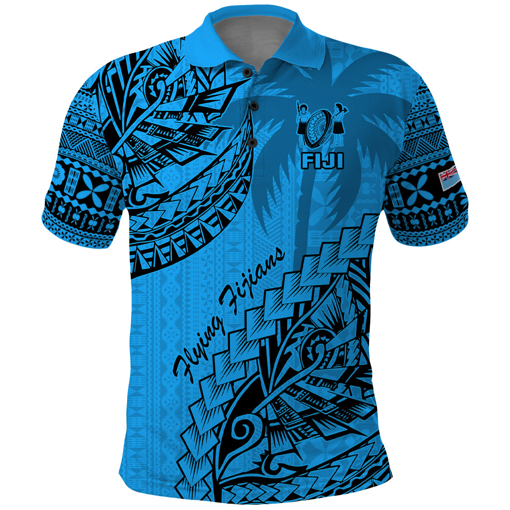 Fiji Rugby Polo Shirt Kaiviti Fijian Tribal World Cup Blue No1 LT9 Blue - Polynesian Pride