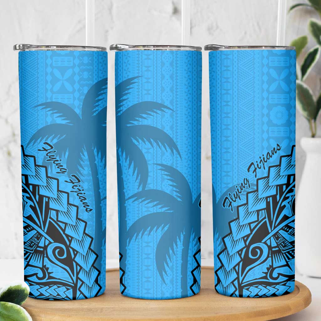 Blue Fiji Rugby Skinny Tumbler Kaiviti Fijian Tribal World Cup