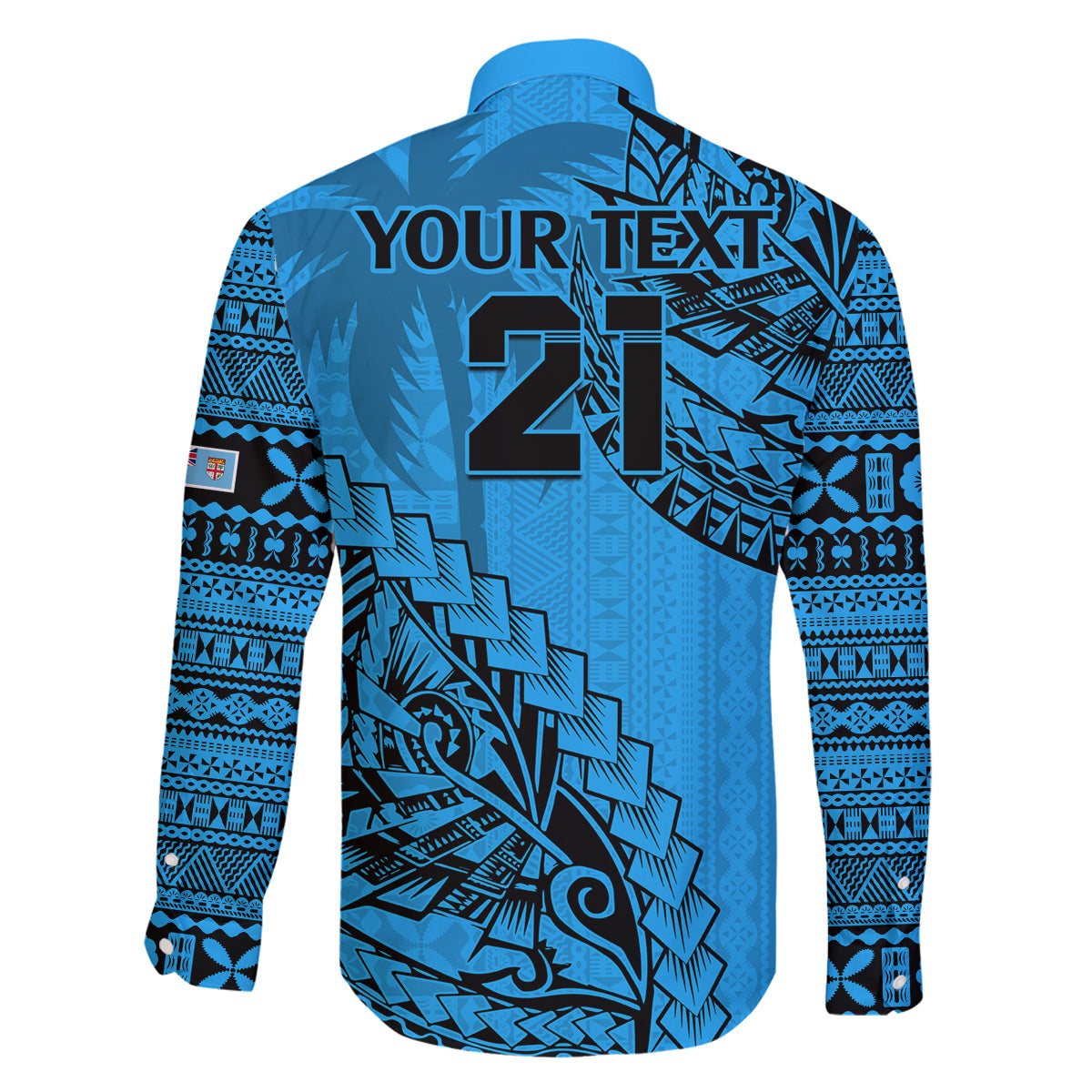 Custom Fiji Rugby Family Matching Off Shoulder Long Sleeve Dress and Hawaiian Shirt Kaiviti Fijian Tribal World Cup Blue No1 LT9 - Polynesian Pride