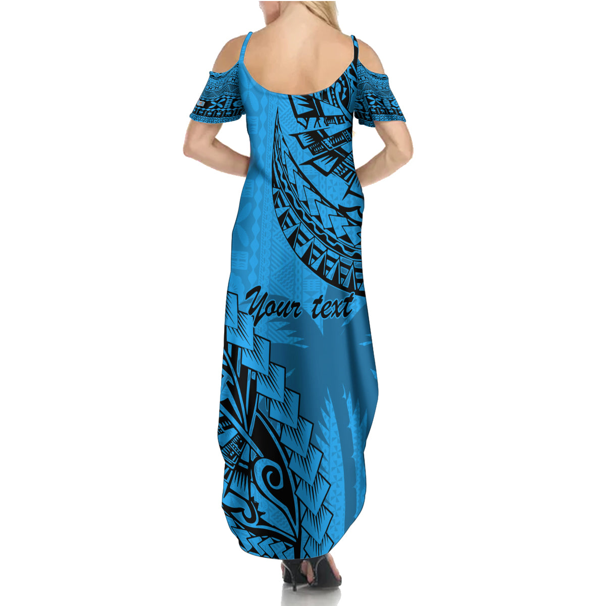 Custom Fiji Rugby Summer Maxi Dress Kaiviti Fijian Tribal World Cup Blue No1 LT9 - Polynesian Pride