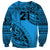 Custom Fiji Rugby Sweatshirt Kaiviti Fijian Tribal World Cup Blue No1 LT9 - Polynesian Pride