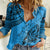 Custom Fiji Rugby Women Casual Shirt Kaiviti Fijian Tribal World Cup Blue No1 LT9 Female Blue - Polynesian Pride